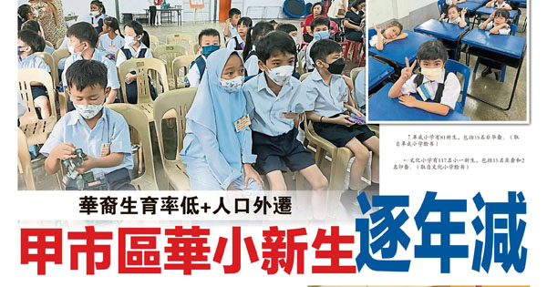 华裔生育率低+人口外迁 甲市区华小新生逐年减